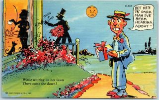 Vintage 1940s Ray Walters Postcard Curteich Linen Shadow Comics C - 148