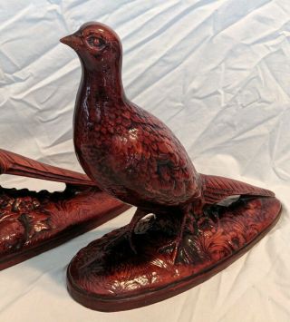 Pair Vintage Holland Mold Male & Female Pheasants Ceramic Mold Figurines 3