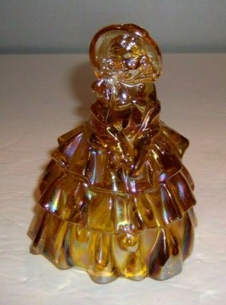 Vtg Wheaton Glass Southern Belle Girl Marigold Carnival Paperweight Figurine