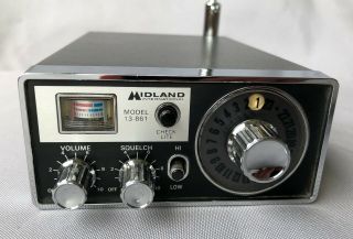 Vintage Midland Cb Radio Model 13 - 861 With Portable Antenna 1976 Japan