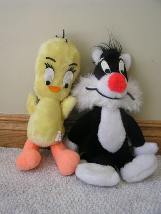 Vintage 1971 Warner Bros Sylvester & Tweety Bird Plush Set Stuffed Animal