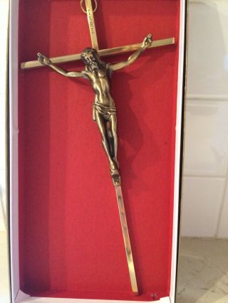Vintage Brass 10 " Wall Catholic Crucifix Cross Inri