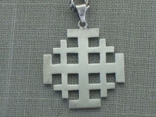 VTG FR Mexico Sterling Silver Jerusalem Cross Pendant Necklace 32.  1g Taxco Mod 2