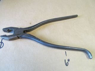 Vintage Klein 9 " Linemans Pliers - Pn 201 - 7cst - Spring Loaded - Made In U.  S.  A.