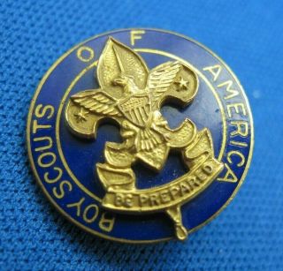 Vintage Boy Scouts Of America Be Prepared Pin Fleur De Lis With Dark Blue Enamel