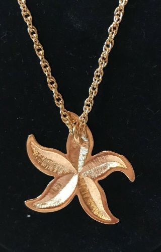 IOB Sweet Vintage Avon Gold Tone Starfish Necklace & Matching Clip Earrings 4