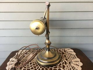 Vintage Underwriters Laboratories Portable Brass Adjustable Desk Lamp