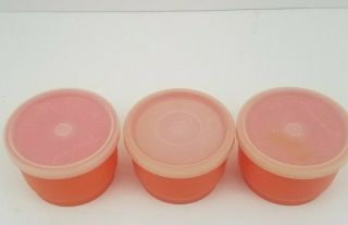 Vintage Tupperware Snack Cups 1229 With Lids - Set Of 3 Orange