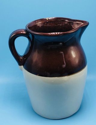 Vintage Pitcher Large Gallon Pouring Primitive Stoneware Crock Pottery Usa
