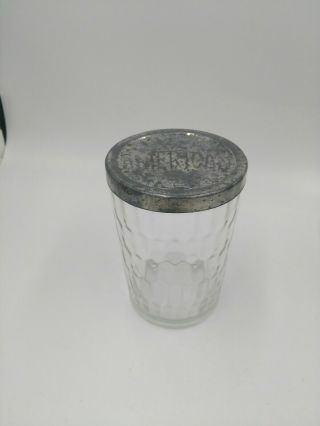 Vintage American Quality Snuff Since 1782 Glass Jar Ridged Drinking Glass