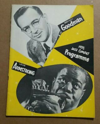 Benny Goodman & Louis Armstrong Jazz Concert Program,  Vintage 1953