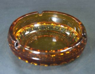 Vintage Mid - Century Amber Glass 4.  75 " Round Ashtray