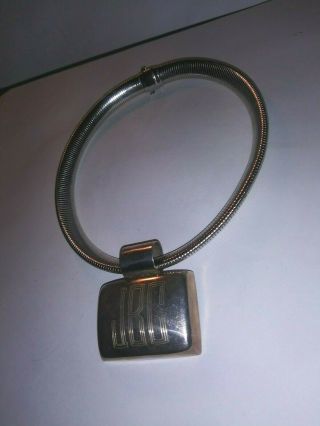 Vintage Sterling Silver Mexico Jrc Pendant Choker Necklace