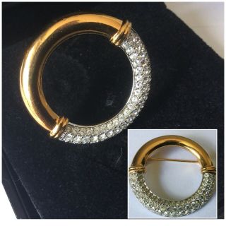 Vintage Jewellery Stunning Gold Plated Swarovski Crystal Signed Brooch Pin