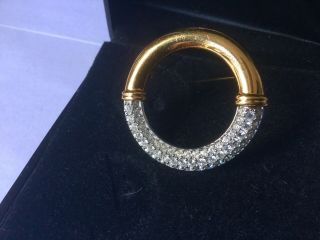 Vintage Jewellery Stunning Gold Plated Swarovski Crystal Signed Brooch Pin 2