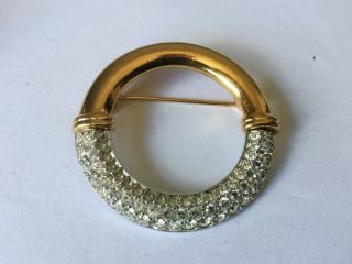 Vintage Jewellery Stunning Gold Plated Swarovski Crystal Signed Brooch Pin 4