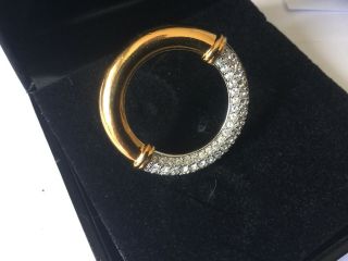 Vintage Jewellery Stunning Gold Plated Swarovski Crystal Signed Brooch Pin 5