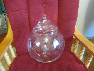 Vintage Large Clear Round Glass Apothecary Jar 12 " T Candy Jar Terrarium W/ Lid