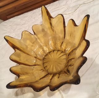 Euc Vintage Amber Viking Glass Bowl Very Unique