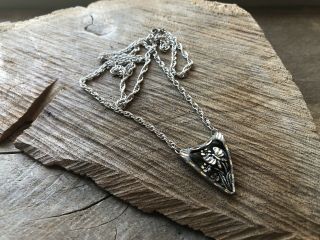 Vintage Solid Black Hills Butterfly Sterling Silver Pendant And Necklace 20”