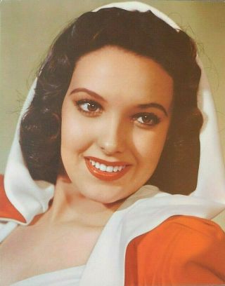 Linda Darnell 8 " X 10 " Color Glamour Photo W/bio Smiling Vintage 1940 