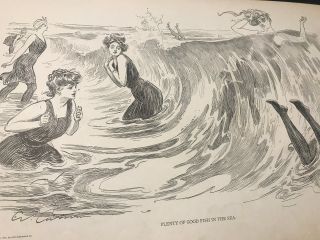 1906 Vintage Print " Plenty Of Good Fish In The Sea " By Charles Dana Gibson Girl