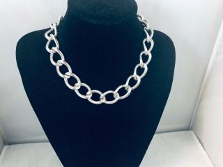 Vtg.  Monet Textured Silver Tone Chunky Chain Link Necklace