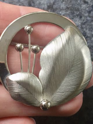 Vintage Jewellery Signed Modernist Silver Tone Brooch Emj - Emmons Jewellery