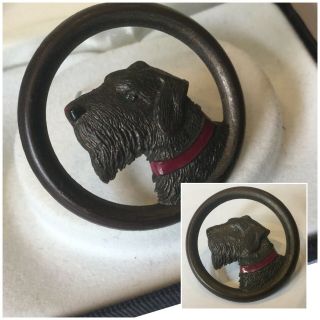 Vintage Art Deco Jewellery Charming Celluloid Cut Out Scottie Dog Brooch Pin
