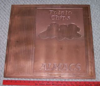 Vintage Large 21 X 20 Inch Copper Printers Block Plate Sign Almacs Potato Chips