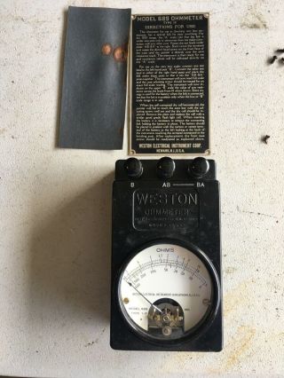 Antique Vintage Tube Radio Test Meter Weston Ohmmeter Model 689