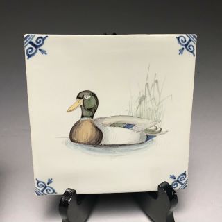 Vintage Makkum Decorative Duck Tile Signed Hand Painted
