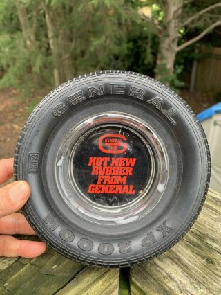 Antique Vintage General Tires Gas Station Rubber & Glass Ashtray Sign