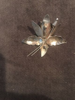 Vintage Taxco Sterling Silver ORCHID Brooch Pin,  Mexican Silver SIGNED AR 2