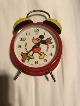 Vintage Walt Disney Bradley Mickey Mouse Pie Eyed Alarm Clock West Germany