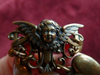 Vintage Victorian Style Brass Cherub Hearts Valentine Earrings Clip On Wow 4