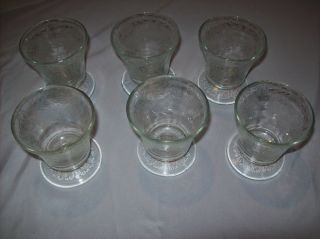 Set Of 6 Vintage Clear Glass Footed Sunday Ice Cream Dishes Floral Pattern
