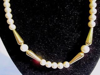 Vintage Napier 1980s Costume Jewellery Gold Tone & Pearl Necklace