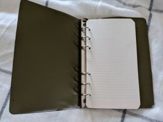 Vintage Green Leather 5x8 - Six Ring Binder With Notebook Paper