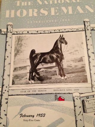Saddlebred Vintage National Horseman February 1953 Grand Old Treasure