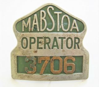 Vintage York City Bus Hat Badge Mabstoa Operator Nyc