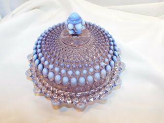 VTG WESTMORELAND PURPLE LAVENDER OPALESCENT HOBNAIL COVERED BUTTER CHEESE DISH 2