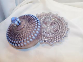 VTG WESTMORELAND PURPLE LAVENDER OPALESCENT HOBNAIL COVERED BUTTER CHEESE DISH 3