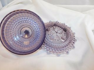 VTG WESTMORELAND PURPLE LAVENDER OPALESCENT HOBNAIL COVERED BUTTER CHEESE DISH 4