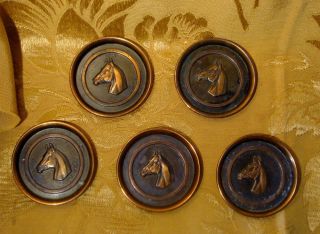 Vintage L.  E.  Mason Company Copper Or Bronze Horse Head Coasters Set Of 5