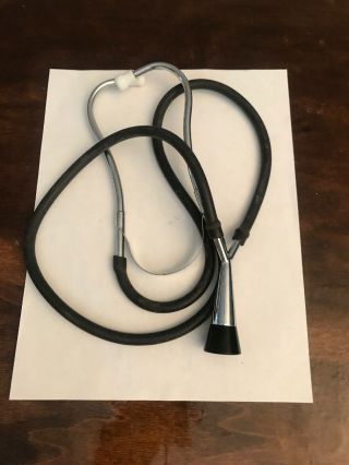 Vintage Unique Binaural Tomac Stethoscope Dual Cord Black And Silver