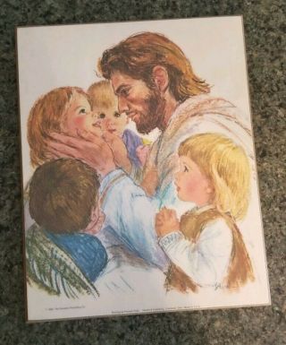 Jesus And The Children 1962 Vintage Print Frances Hook.  8 X 10 Inch Plaque L@@k