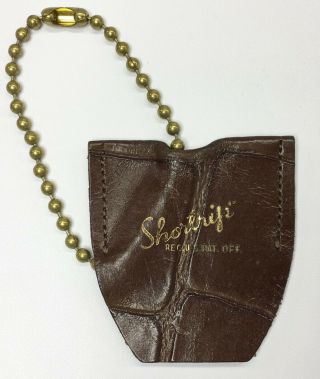 Vintage Shortrip Brown Leather Faux Alligator Luggage Tag Travel Case Keychain