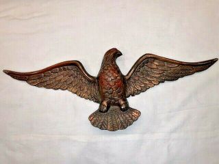 Vintage Copper Finish Cast Iron American Eagle Wall Hanging 20 - 1/2 Inches Wide
