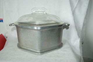 Vintage Guardian Service Cookware Aluminum Pot Pan Glass Lid Triangle Roaster